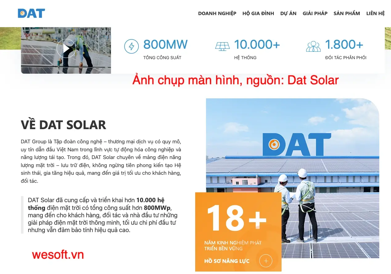 Năng lượng mặt trời Solar - Đat Solar - WeSoft.Vn